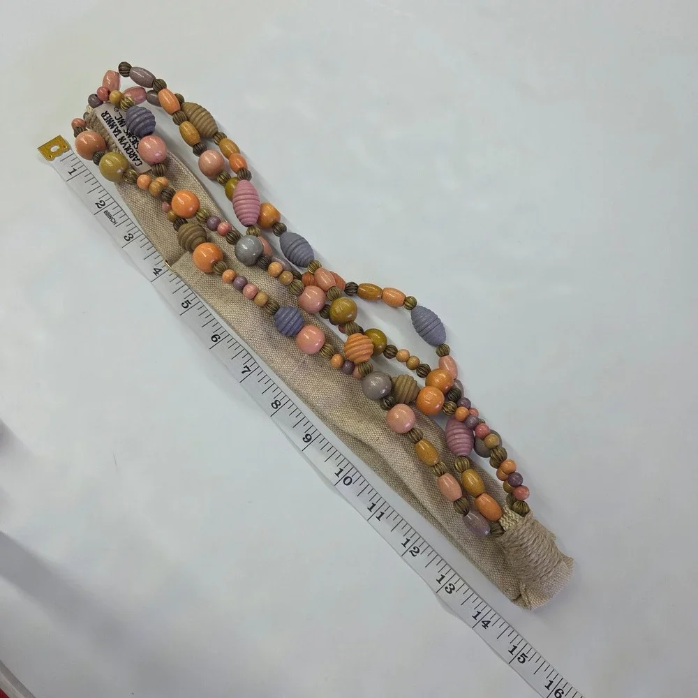Carolyn‎ Tanner Beaded Belt Womens One Size Tan Multi Color Boho Adjustable